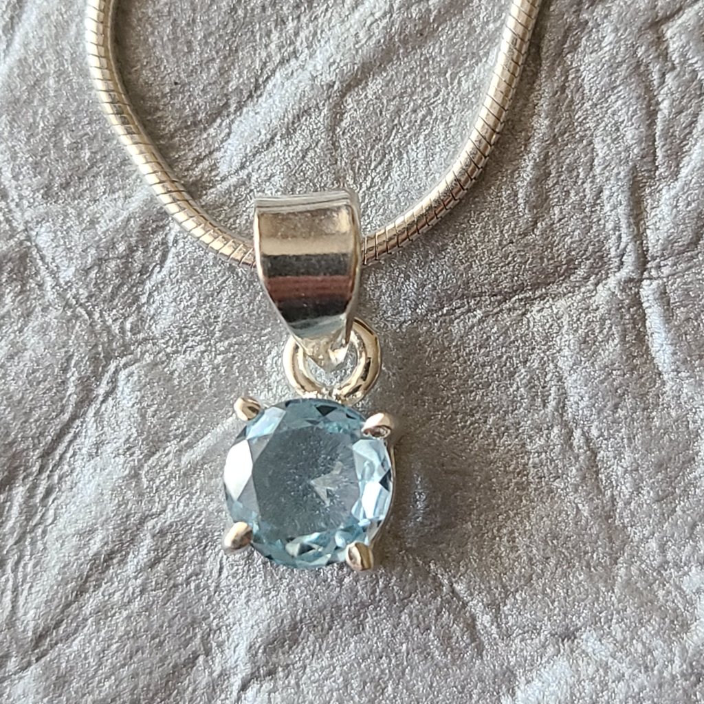 Blue Topaz Pendant Necklace-Topaz Jewelry-Topaz Necklace -Sterling Silver